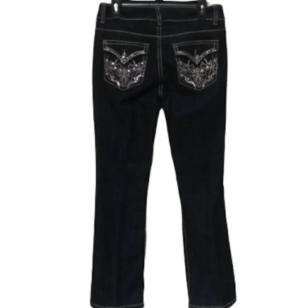 Nine West Embellished Pocket Dark Jean- 6R